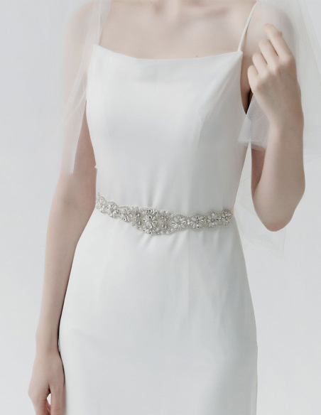 ビジュー ラインストーン パール ウェディング ブライダル サッシュベルト