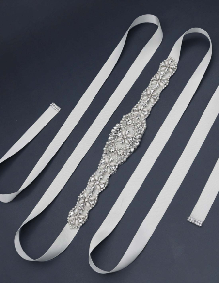 ビジュー ラインストーン パール ウェディング ブライダル サッシュベルト
