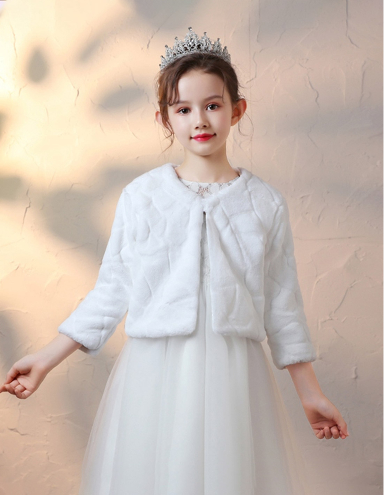 女の子 キッズ ファーコート セレモニー 秋冬 オフホワイト