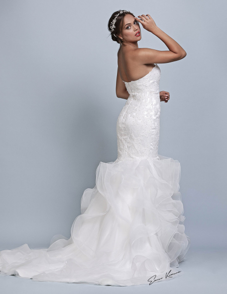 ハートネック レース チュール 伸縮性チュール マーメイドライン ふわふわ ウェディングドレス