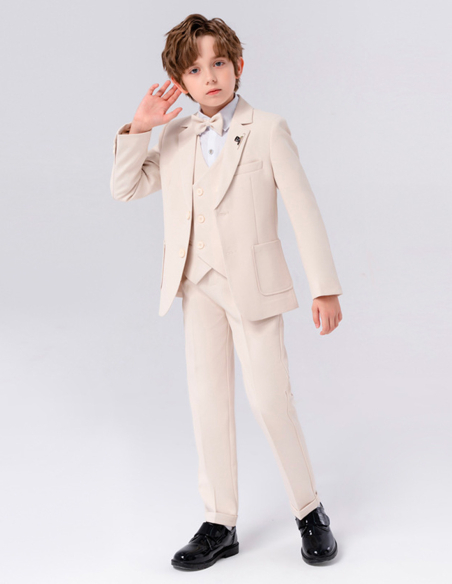 入学式 演奏会 七五三 ピアノ発表会 誕生日 男の子 キッズ フォーマルスーツ パウダーブルー グレー アイボリー 5点セット