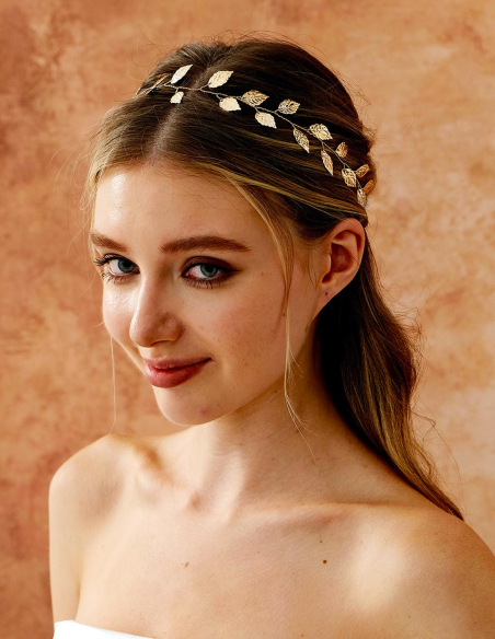 ゴールド シルバー シンプル リーフ ブライダル パーティー ヘッドドレス