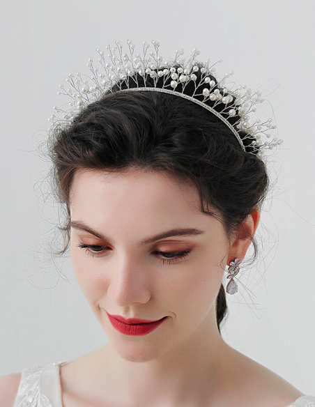 パール ティアラ カチューシャ 豪華 大ぶり ブライダル 撮影 前撮り 結婚式 ヘッドドレス