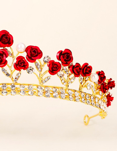 ローズ ゴールド ティアラ カチューシャ 豪華 ブライダル 撮影 前撮り 結婚式 ヘッドドレス