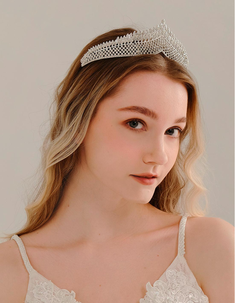 シルバー ラインストーン ティアラ 豪華 ブライダル 撮影 前撮り 結婚式 プリンセス パーティー ヘッドドレス