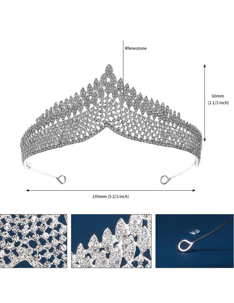 シルバー ラインストーン ティアラ 豪華 ブライダル 撮影 前撮り 結婚式 プリンセス パーティー ヘッドドレス