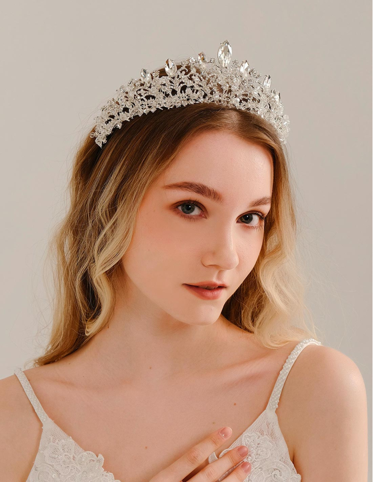 シルバー ラインストーン ティアラ 豪華 ブライダル 撮影 前撮り 結婚式 プリンセス ヘッドドレス