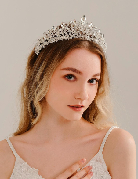 シルバー ラインストーン ティアラ 豪華 ブライダル 撮影 前撮り 結婚式 プリンセス ヘッドドレス