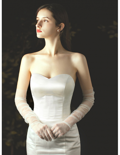 ソフトチュール ロング シンプル 結婚式 ウェディング グローブ