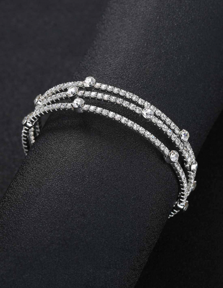 ラインストーン ビジュー 3列 マグネット 結婚式 ブライダル ブレスレット