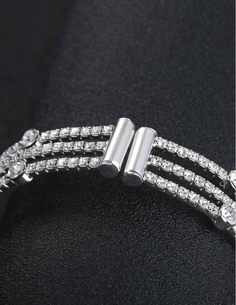 ラインストーン ビジュー 3列 マグネット 結婚式 ブライダル ブレスレット