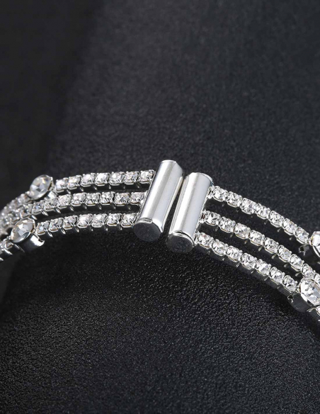 ラインストーン ビジュー 3列 マグネット 結婚式 ブライダル ブレスレット