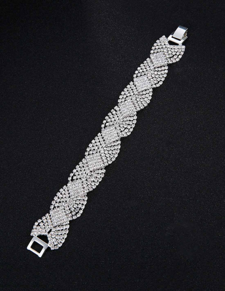 ラインストーン 大きめ 楕円形 結婚式 ブライダル ブレスレット