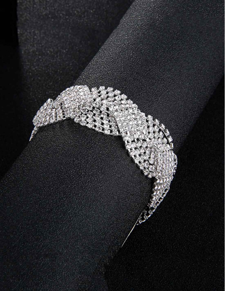 ラインストーン 大きめ 楕円形 結婚式 ブライダル ブレスレット