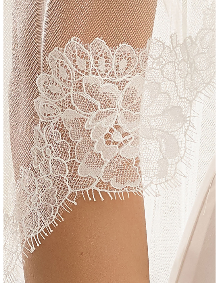 ソフトチュール 1段 フランスレース ミディアムベール