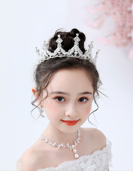 キッズ・女の子 プリンセス クリスタル シルバー 豪華 ラインストーン 誕生日会 パーティ用 ティアラ