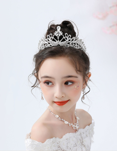キッズ・女の子 プリンセス シルバー 白鳥モチーフ 豪華 誕生日会 パーティ用 ティアラ