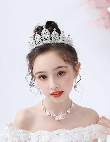 キッズ・女の子 プリンセス クリスタル シルバー 豪華 ラインストーン 誕生日会 パーティ用 ティアラ