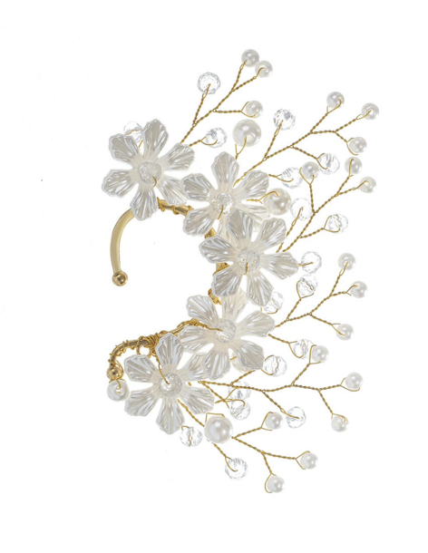 クリスタルフラワー パール ゴールド 小枝 イヤーカフ ブライダル アクセサリー 2