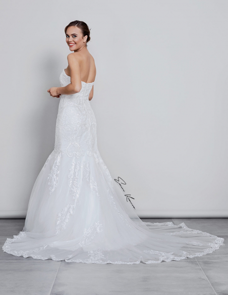 ハートネック マーメイドライン レース チュール ウェディングドレス