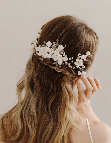 3点セット パール クリスタル フラワー ゴールド 小枝 ブライダル コーム Uピン アクセサリー