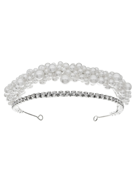 ラインストーン パール シルバー ヘアバンド ブライダル アクセサリー