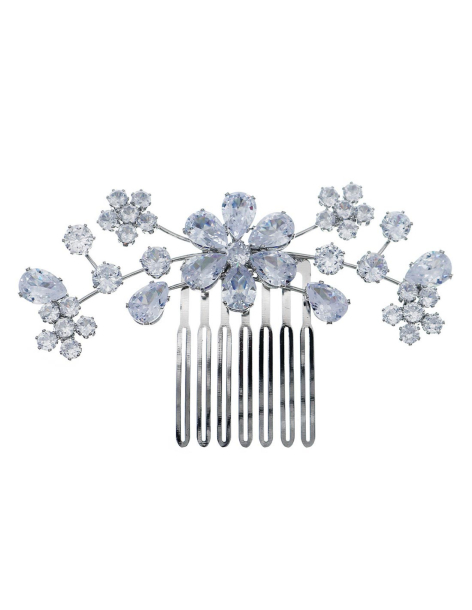 ラインストーン フラワー シルバー 小枝 ブライダル コーム アクセサリー 2