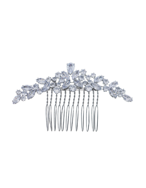 ラインストーン フラワー シルバー ブライダル コーム アクセサリー 2