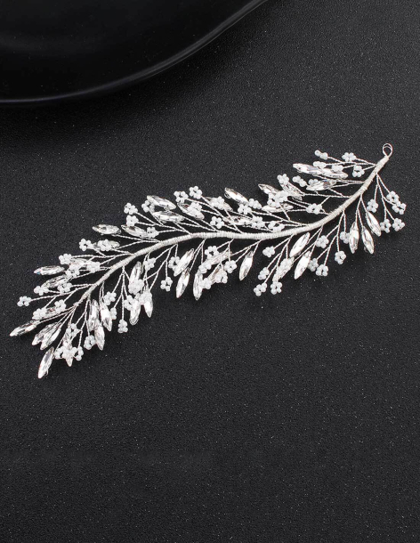 フラワー ビーズ ラインストーン シルバー ブライダル ヘッドドレス 2