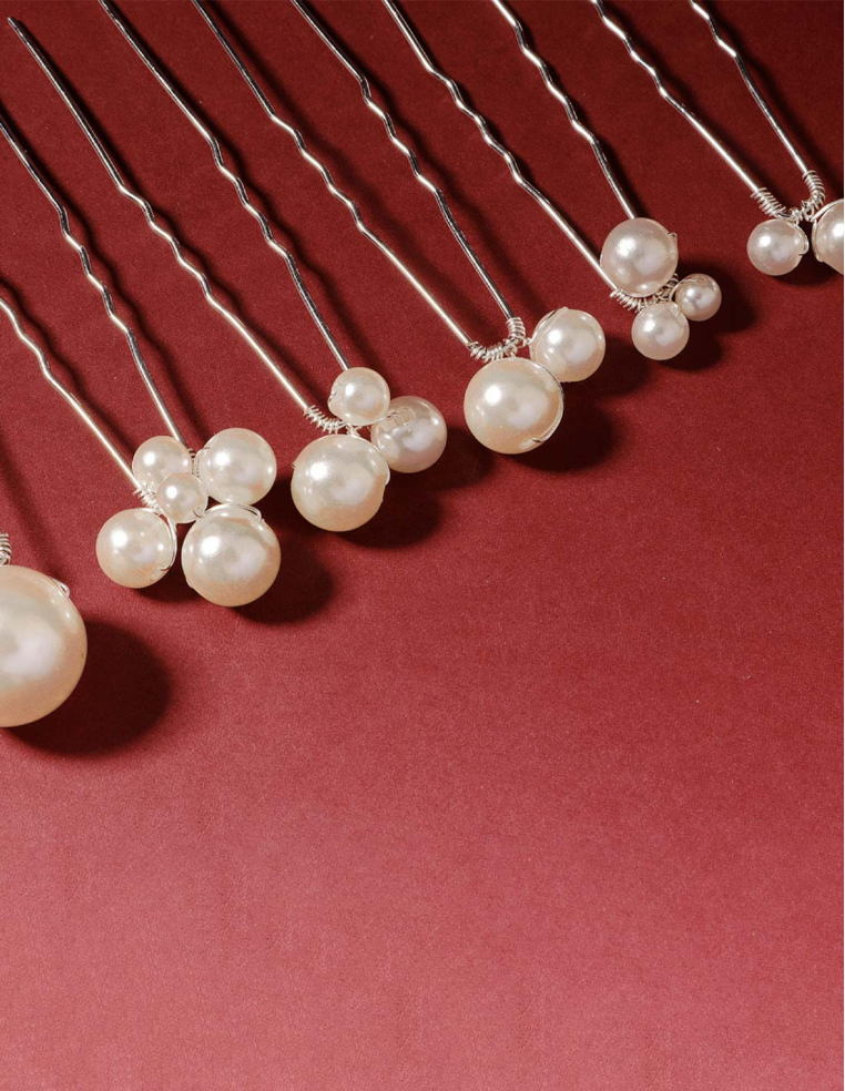 パール 6点セット シルバー ブライダル ヘアピン Uピン アクセサリー