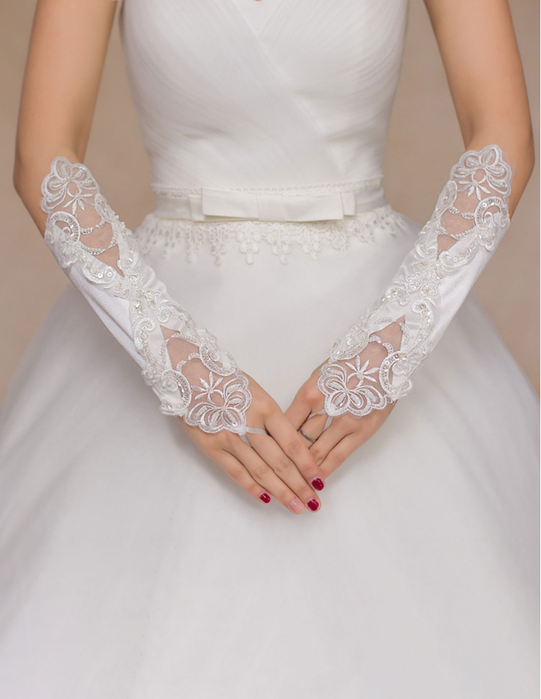 チュール レース ミディアム 結婚式 ウェディング ブライダル フィンガーレスグローブ